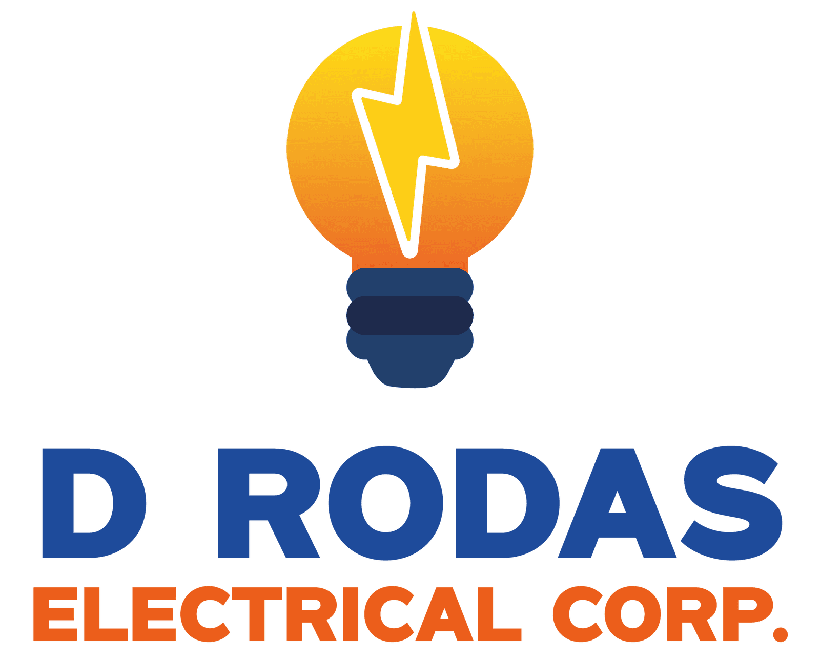 Alta imagen de un logotipo de una bombilla con un rayo, representando servicios eléctricos profesionales en D Rodas Electrical Corp. para proyectos residenciales y comerciales en México.